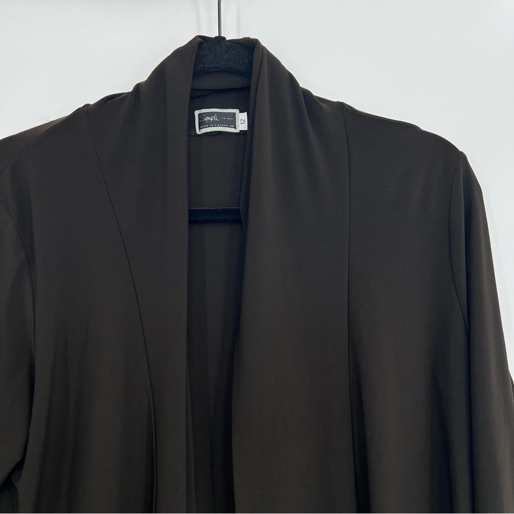 Sympli Open Front Lightweight Cardigan Ruffle Nu Urban Shrug Brown Top Jersey 12 - Picture 3 of 9